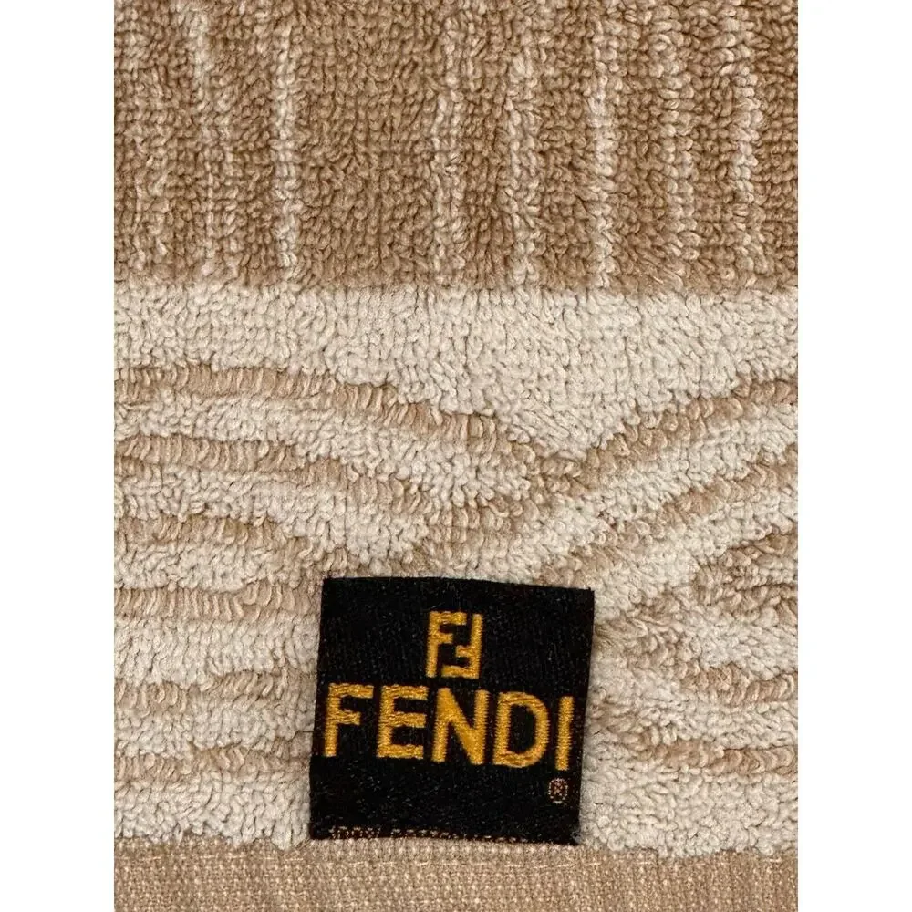 6 VTG Fendi Cotton 100% Bath Towel Floor Mat 16 X 27 Royalton/Bibb USA Tan Beige
